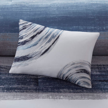 King Comforter Set Navy Multi Watercolor Stripe