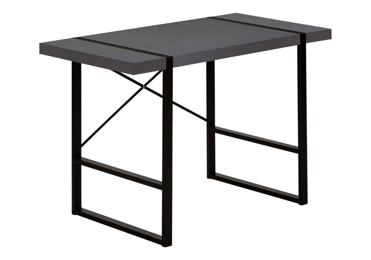 Grey Computer Desk - 48" L Home Office Desk with Black Metal Legs