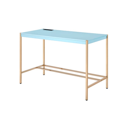 Gold Metal Writing Desk with USB for Compact Productivity Workspace for Home Office