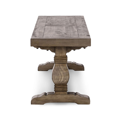 Distressed Brown Pine Dining Bench - Seats 3