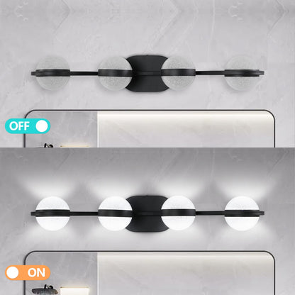 Black Iron Bathroom Vanity Light - 4-Light LED Wall Sconce