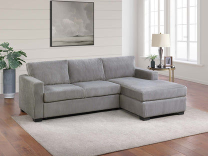 Light Gray 3 Seat Corduroy Sectional Sofa
