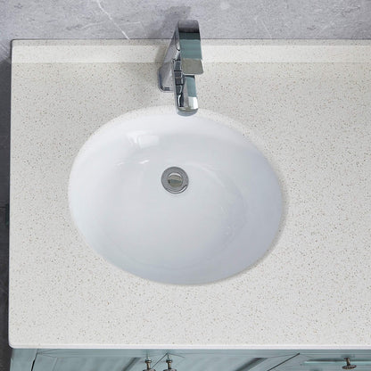 White Ceramic Oval Bathroom Sink - Undermount Style