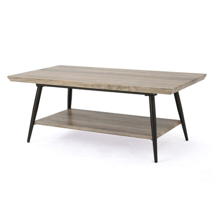 Grey MDF Mid-Century Coffee Table with Hidden Storage for Living Room