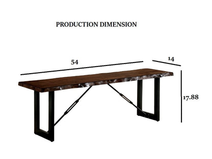 Industrial Dining Room Bench in Walnut and Black Metal Wood Finish