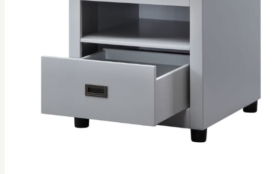 Gray End Table - 21" Round Top, Synthetic Wood