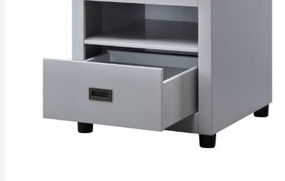 Gray End Table - 21" Round Top, Synthetic Wood