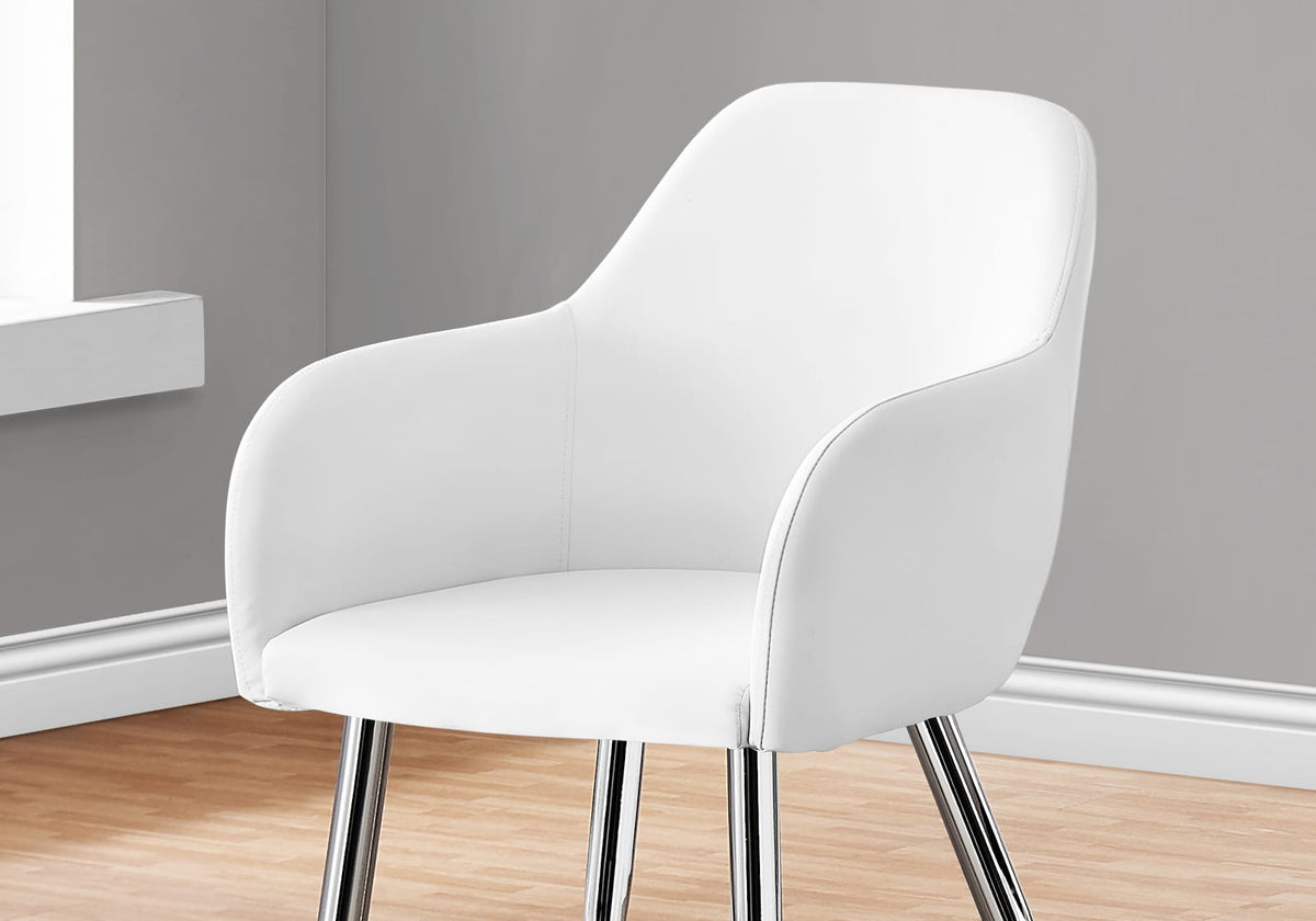 Dining Chairs Set of 2 White Faux Leather - Modern Kitchen Seating