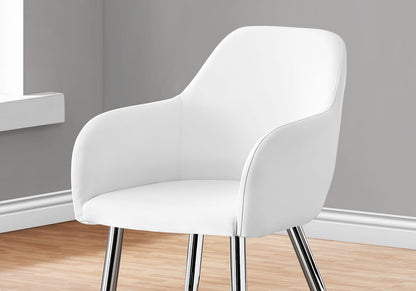 Dining Chairs Set of 2 White Faux Leather - Modern Kitchen Seating