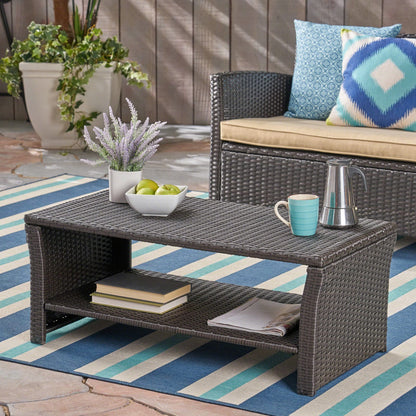 ST LUCIA TABLE - Brown Rattan Patio Coffee Table