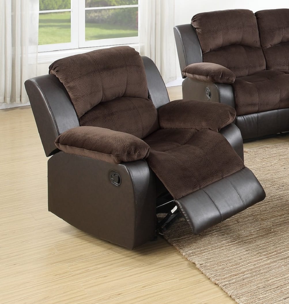 Motion Recliner Chair - Chocolate Suede, Contemporary Style