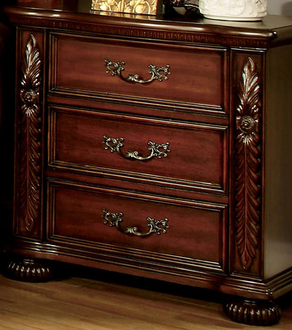 Brown Cherry 3 Drawer Bedside Cabinet Nightstand for Bedroom