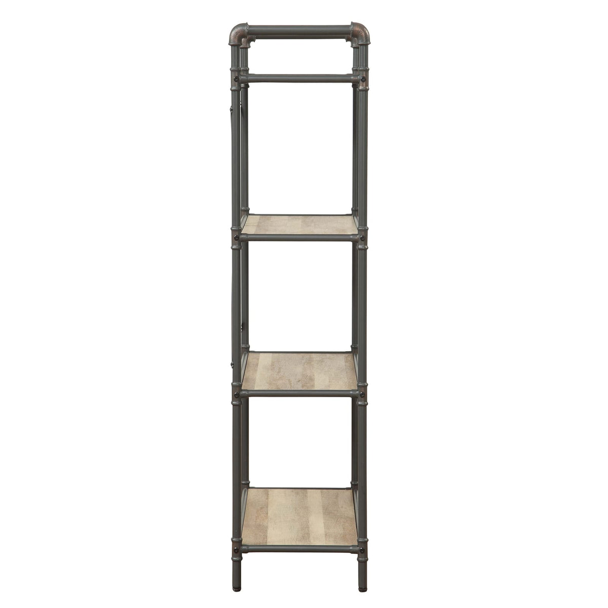 Antique Oak & Grey 4-Tier Bookcase - Industrial Display Shelves