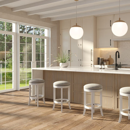 White Counter Height Barstool - Comfortable Swivel Seat
