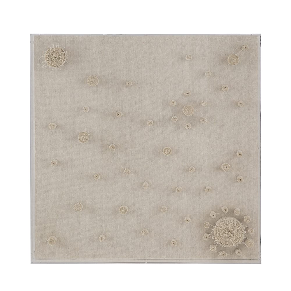 Beige Linen Shadowbox Wall Art in Acrylic for Bedroom Decor