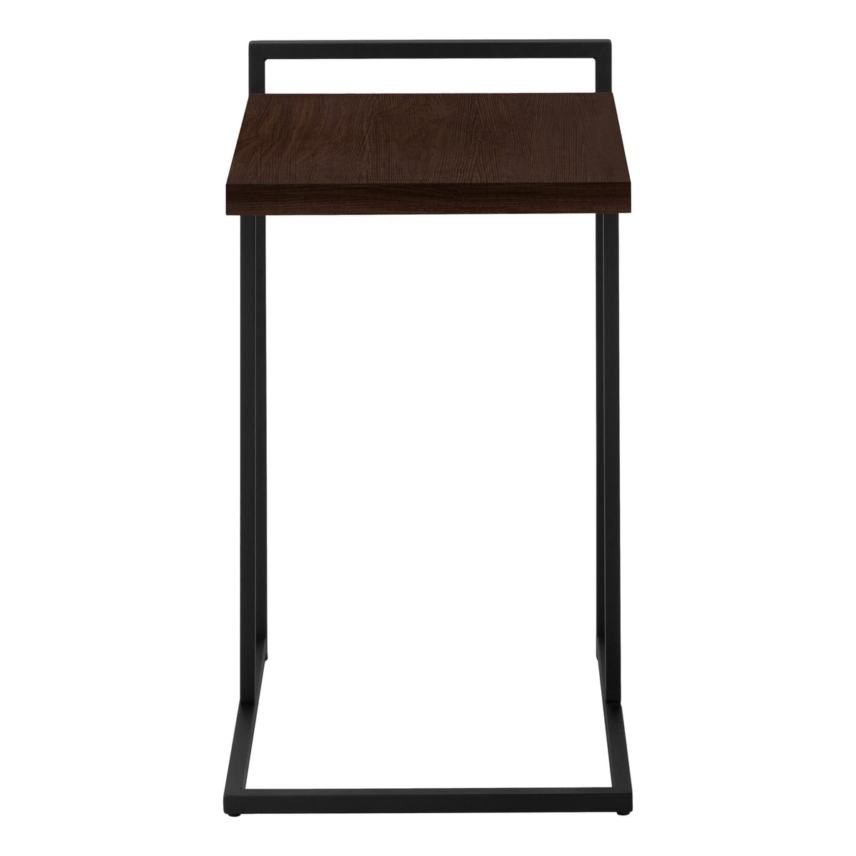 C-Shaped Accent Table - Espresso & Black Metal for Living Room