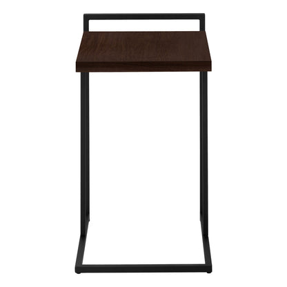 C-Shaped Accent Table - Espresso & Black Metal for Living Room