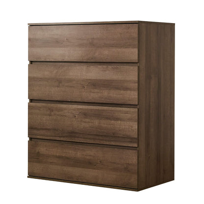 Brown Melamine Four Drawer Chest with Soft Closing Slides for Bedroom