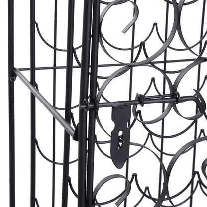 Black Iron Wine Rack Cabinet for Kitchen Storage and Dining Room