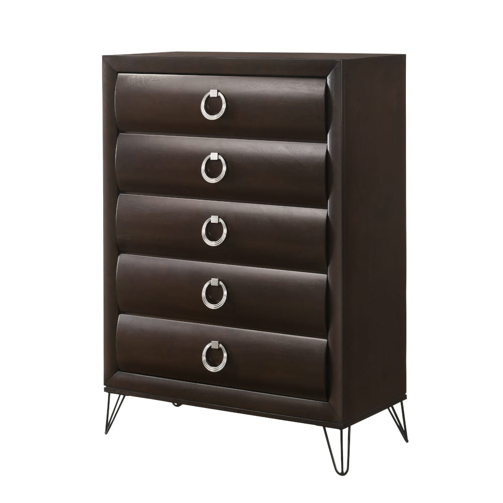 Dark Brown 5-Drawer Chest - Bedroom Storage