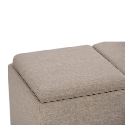 Silver Fabric Storage Ottoman - 41.7" Wide