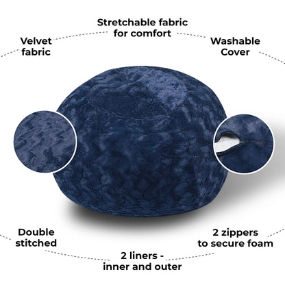 Navy Faux Fur Bean Bag Chair, 5ft Cozy Lounger for Adults and Kids