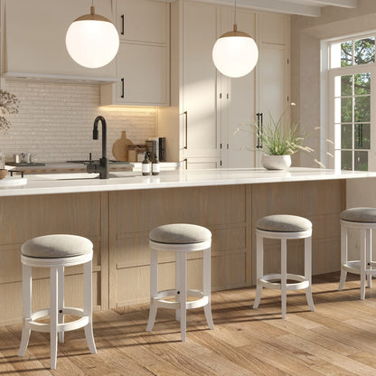 White Counter Height Barstool - Comfortable Swivel Seat