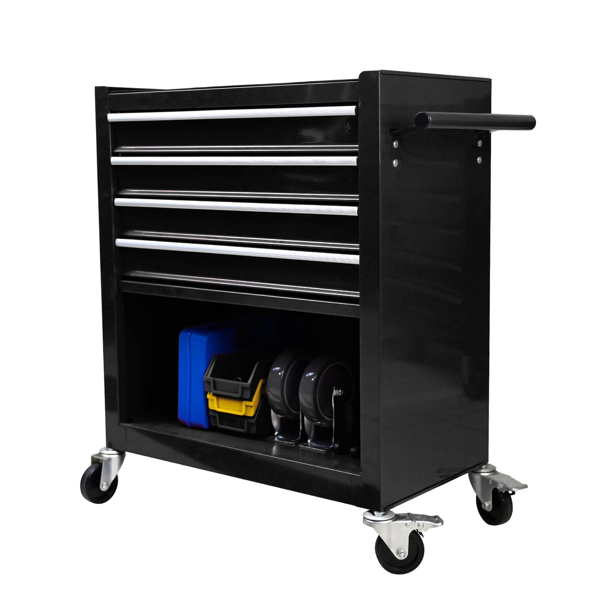 4 Drawer Tool Cart with Wheels - Black