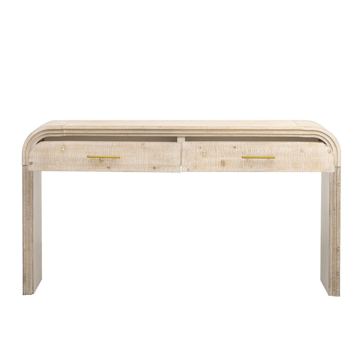 TREXM Retro Console Table - Natural Wood Wash, 2 Drawers