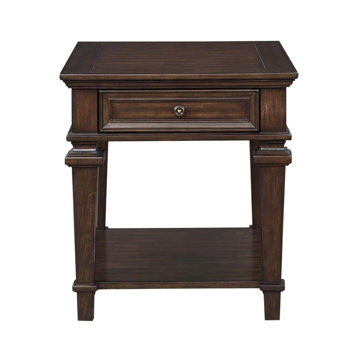 Espresso Wood End Table with Storage Drawer - Traditional Style for Living Room