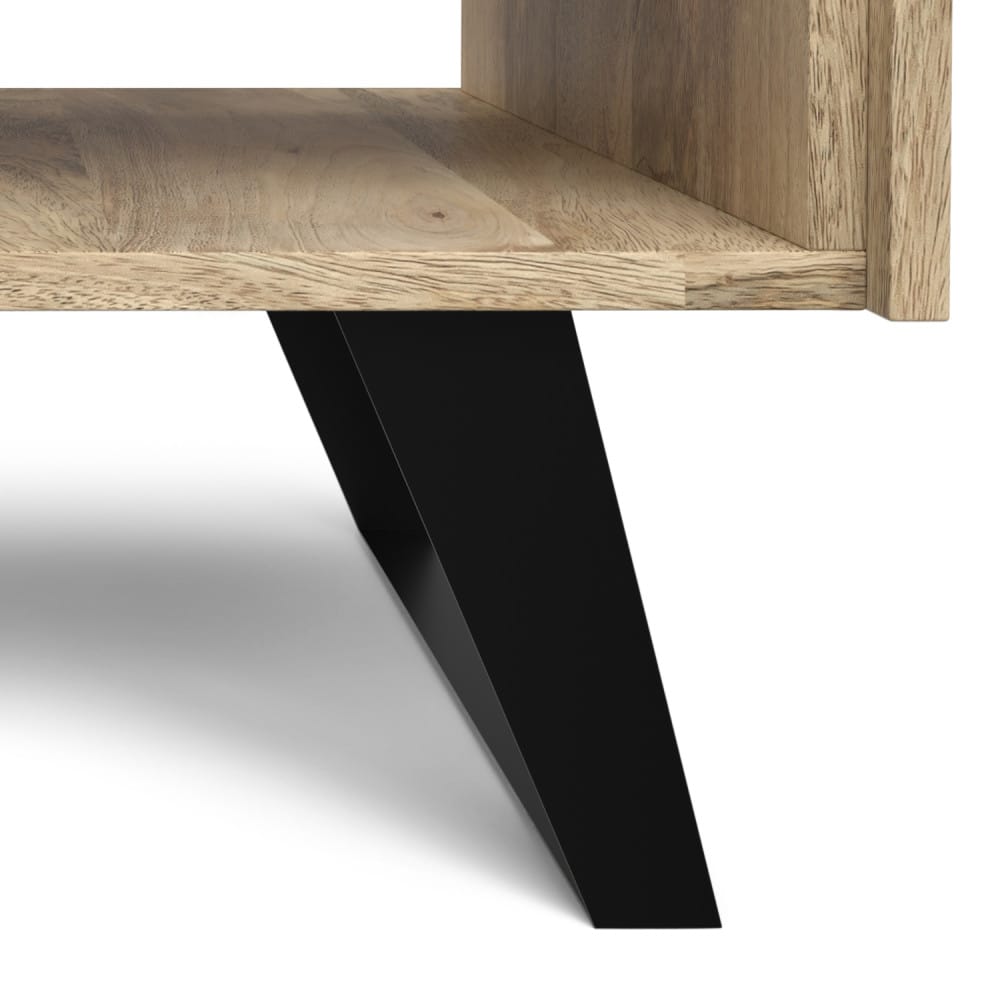 Lowry End Table - Natural Wood & Metal Storage Side Table