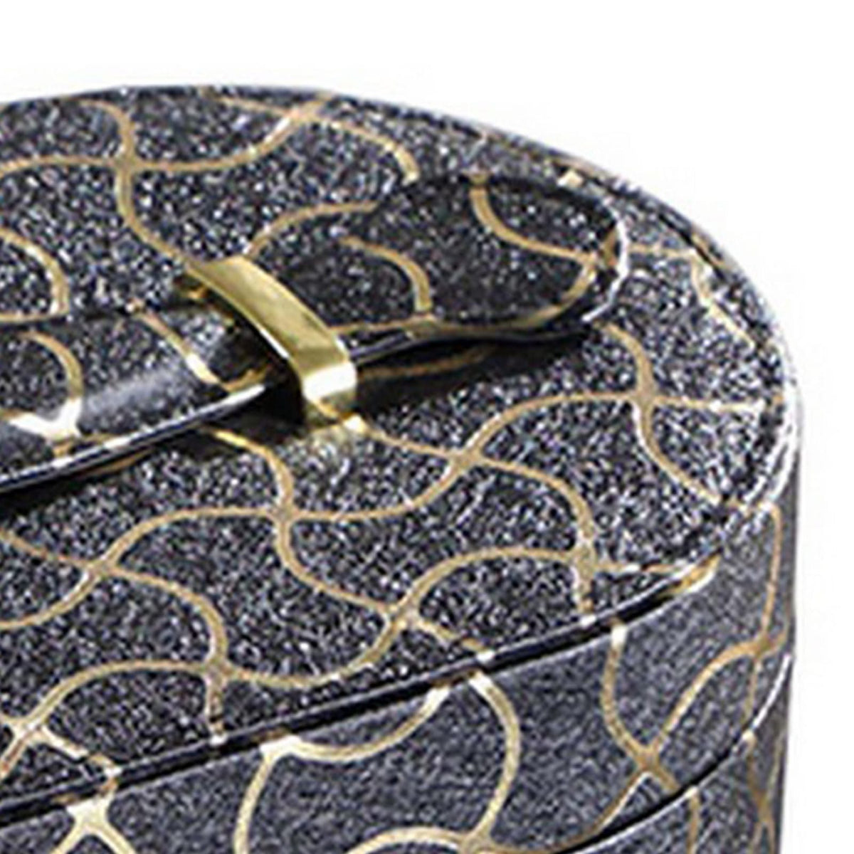 Travel Jewelry Case - Black Wood & Fabric Storage Box