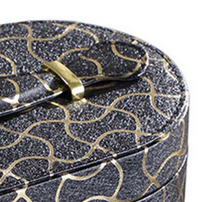 Travel Jewelry Case - Black Wood & Fabric Storage Box