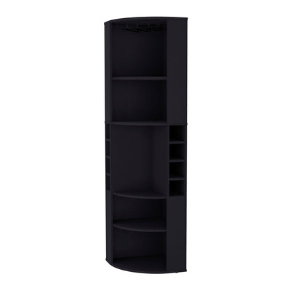 Wenge 5 Shelf Corner Bar Cabinet - Living Room Storage
