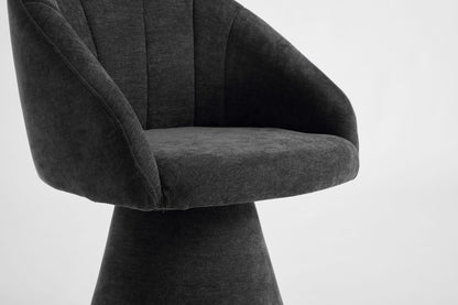 Gray Chenille Swivel Accent Armchair - Comfy Vanity Chair for Living Room