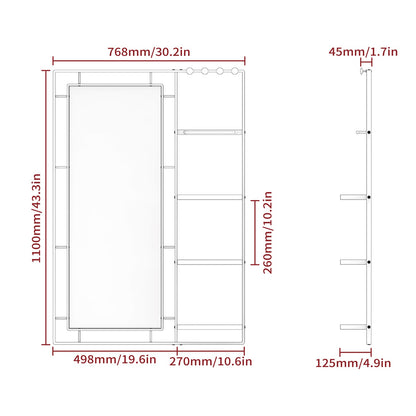 30x44 Ines Modern Vanity Mirror - Black Frame, Multi-functional Shelf