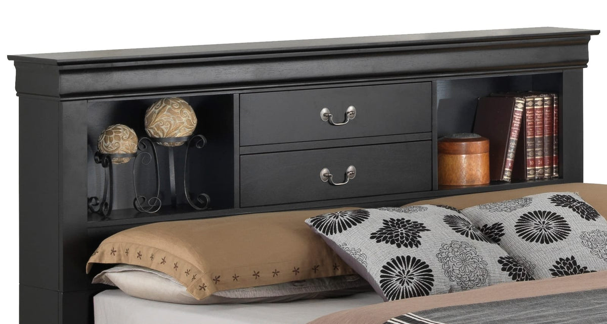 Elegant Full Storage Bed - Black Particle Board