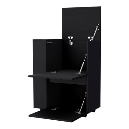 Logan Bar Cart - Black: Dual Cabinet Storage
