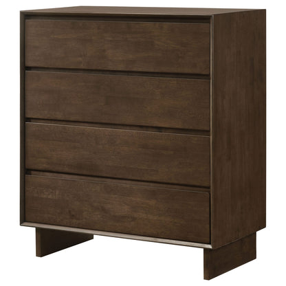 Dark Brown 4-Drawer Chest - Compact Storage for Bedroom