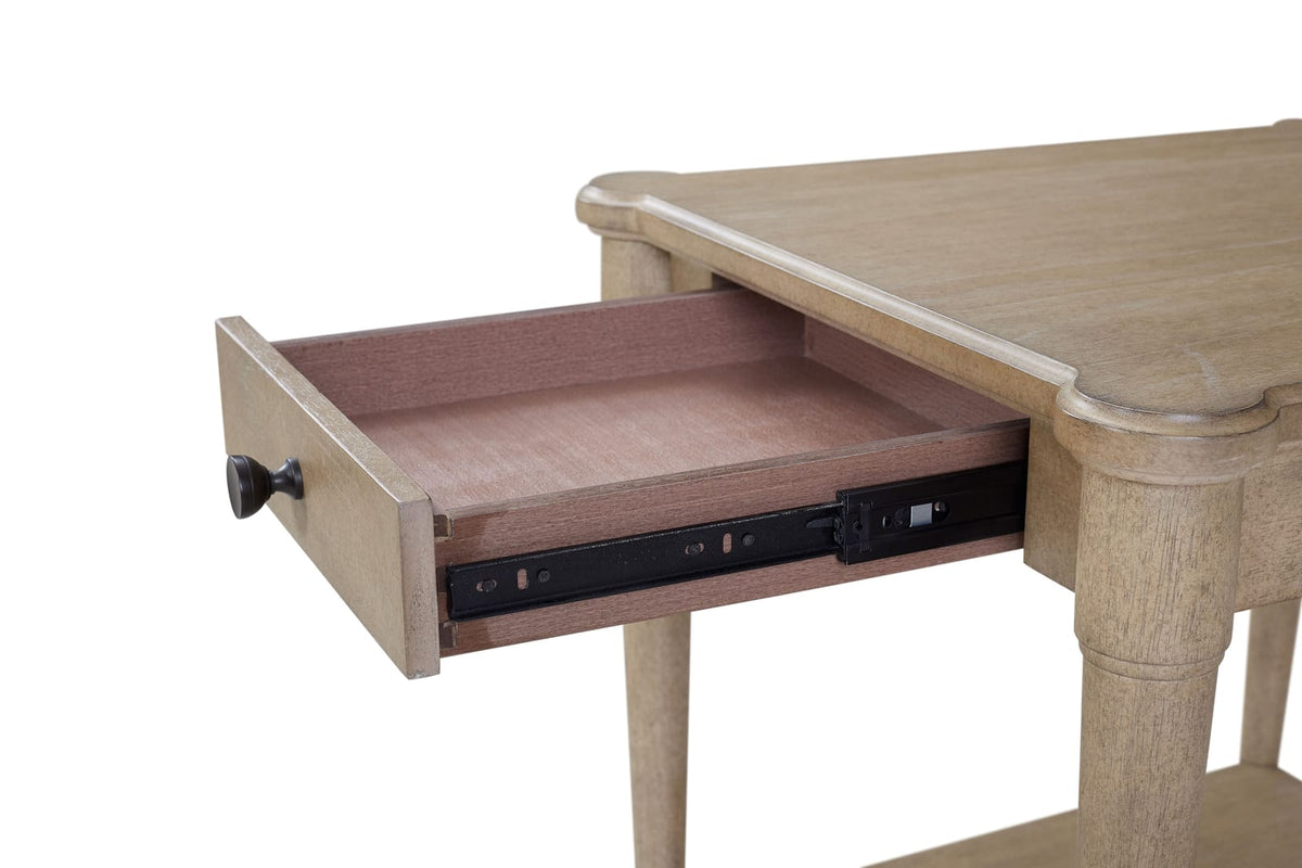 Sand Finish End Table with Storage Drawer for Living Room