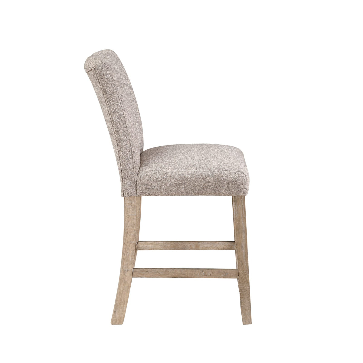 Beige Rubberwood Bar Stools - Set of 2 Dining Chairs