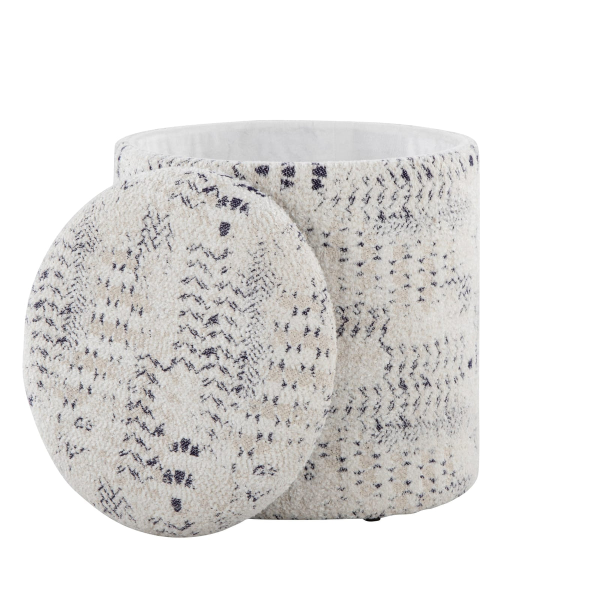 Ivory Cotton Ottoman with Removable Lid for Stylish Bedroom Decor for Living Room