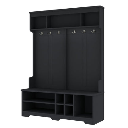 Black Hall Tree with Storage - 77.3" Entryway Coat Rack