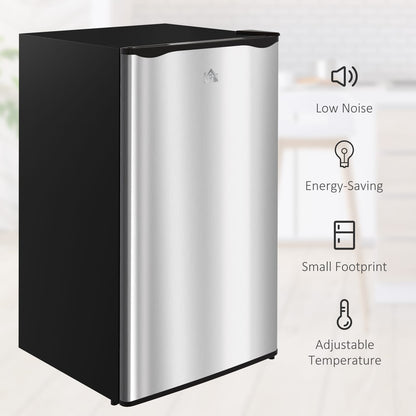 HOMCOM 3.2 Cu.Ft Mini Fridge - Compact Refrigerator, Silver for Dining Room