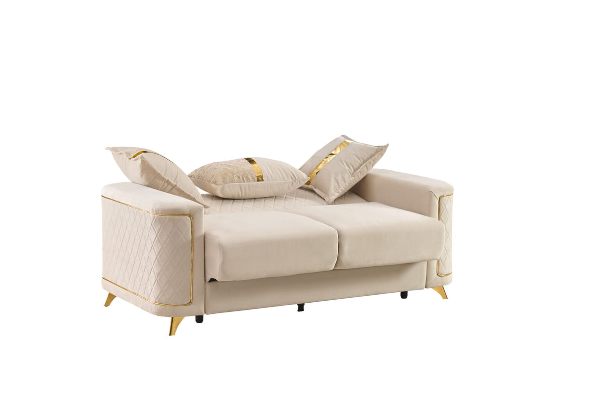 Ivory Chenille Modern Loveseat - 37" x 69.3" for Living Room