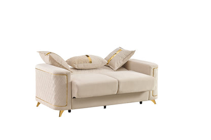 Ivory Chenille Modern Loveseat - 37" x 69.3" for Living Room