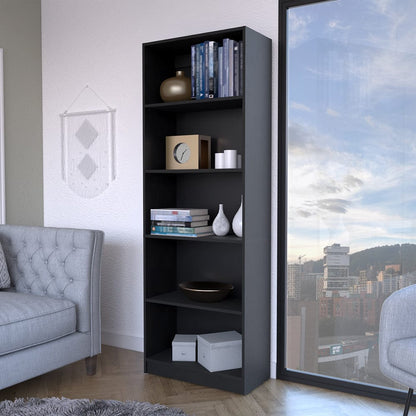 Wenge 5-Shelf Bookcase - Expansive Storage for Living Room