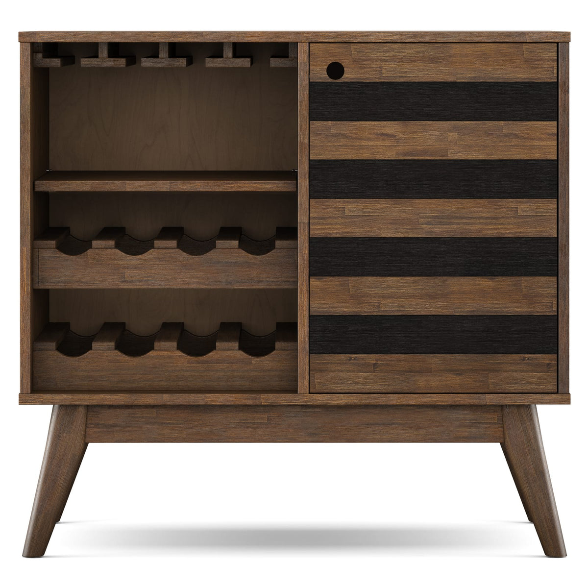 Rustic Acacia Wood Wine Rack for Kitchen Storage and Dining Room