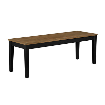 Modern Farmhouse Wood Bench in Black Brown Finish for Dining Room