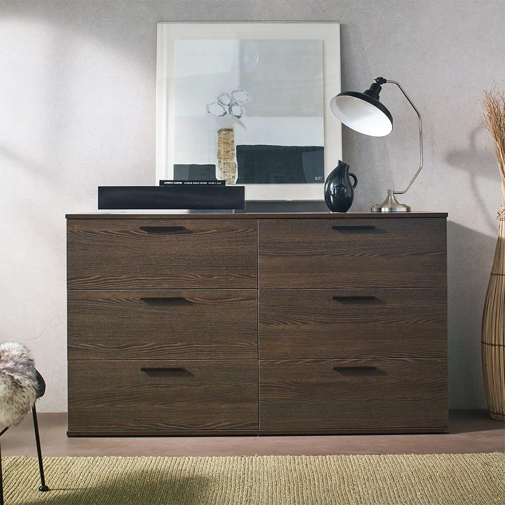 Morgan Farmhouse Six-Drawer Jumbo Dresser - Espresso Solid Wood